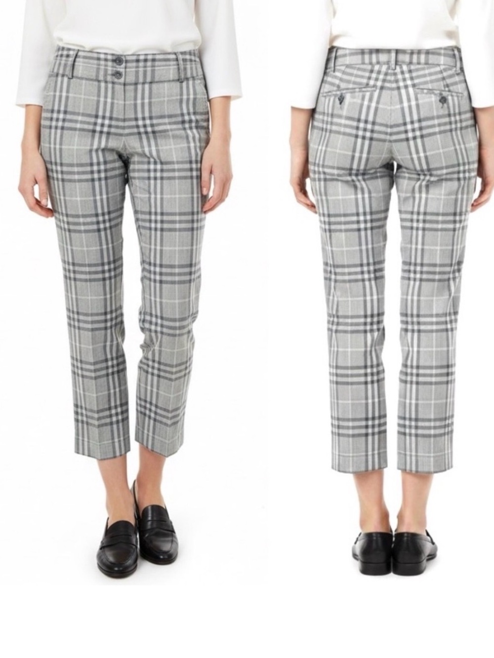 Burberry Gray Plaid Cropped Trousers - Size 6